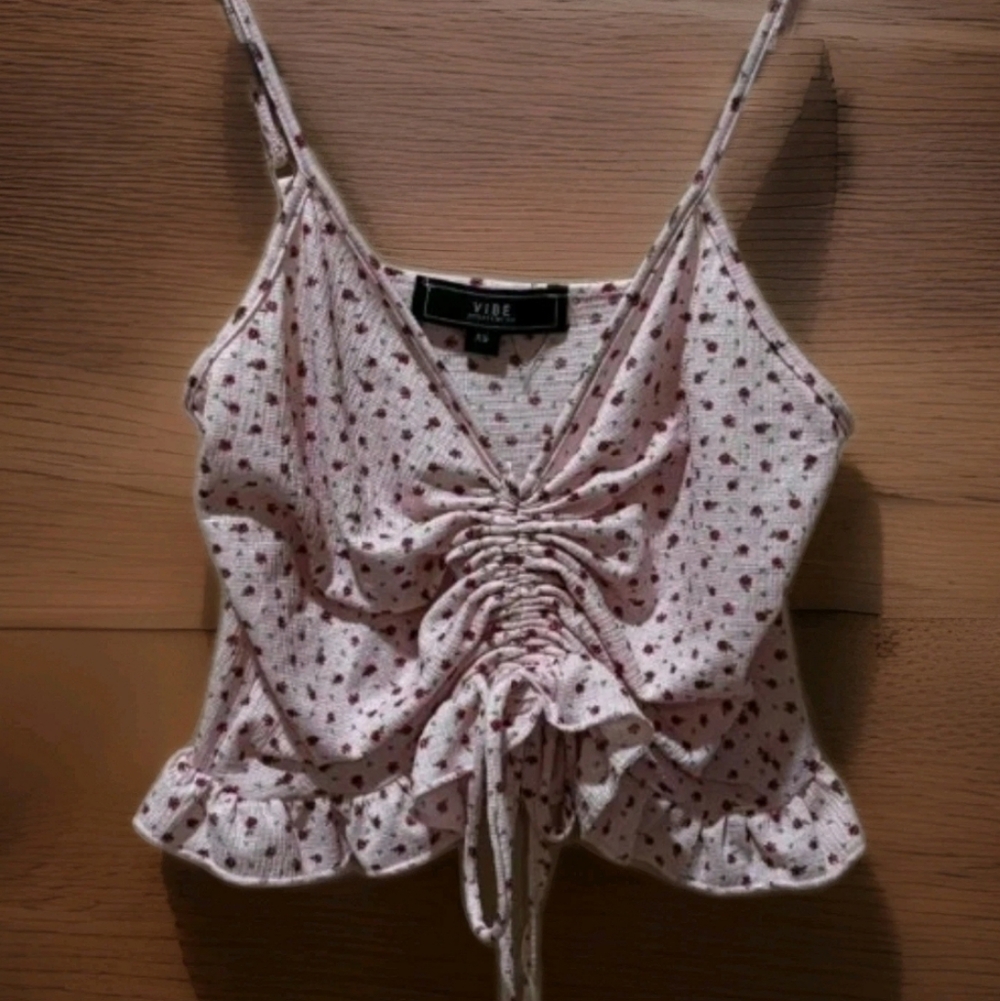 Vibe Pink Floral Ruched Camisole